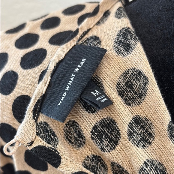 Who What Wear Neutral Polka Dot Balloon Long Sleeve Linen Mini Dress 00137 - Picture 10 of 10